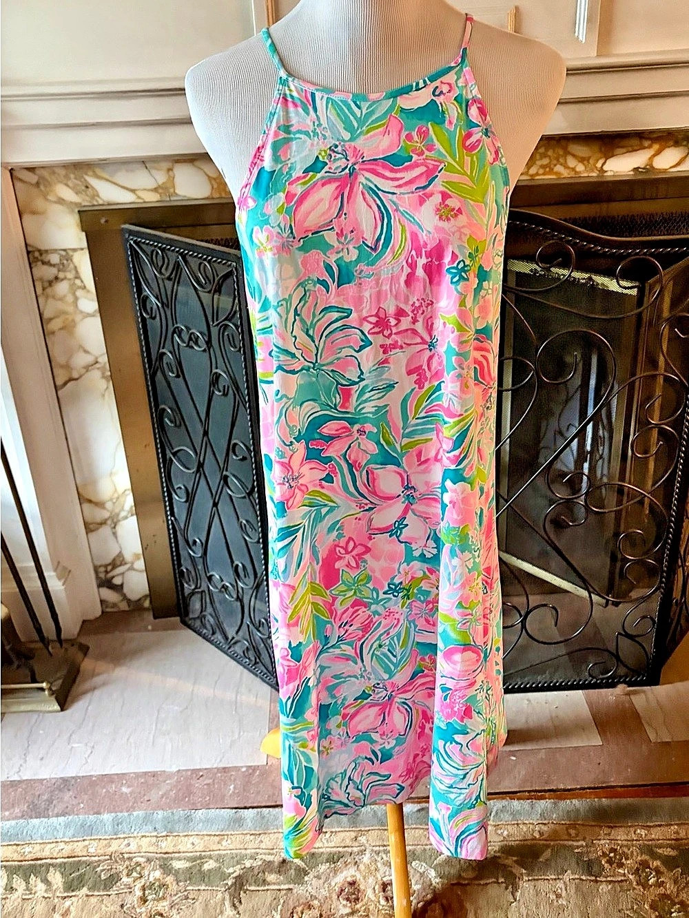 Lilly Pulitzer Margot Swing Dress Floral Pink & Green Medium